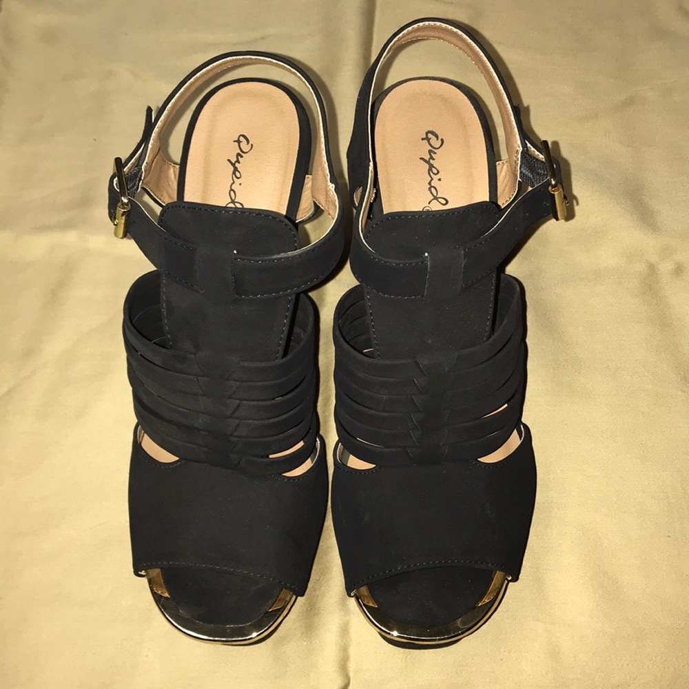 Cupid Black Velvet Heels